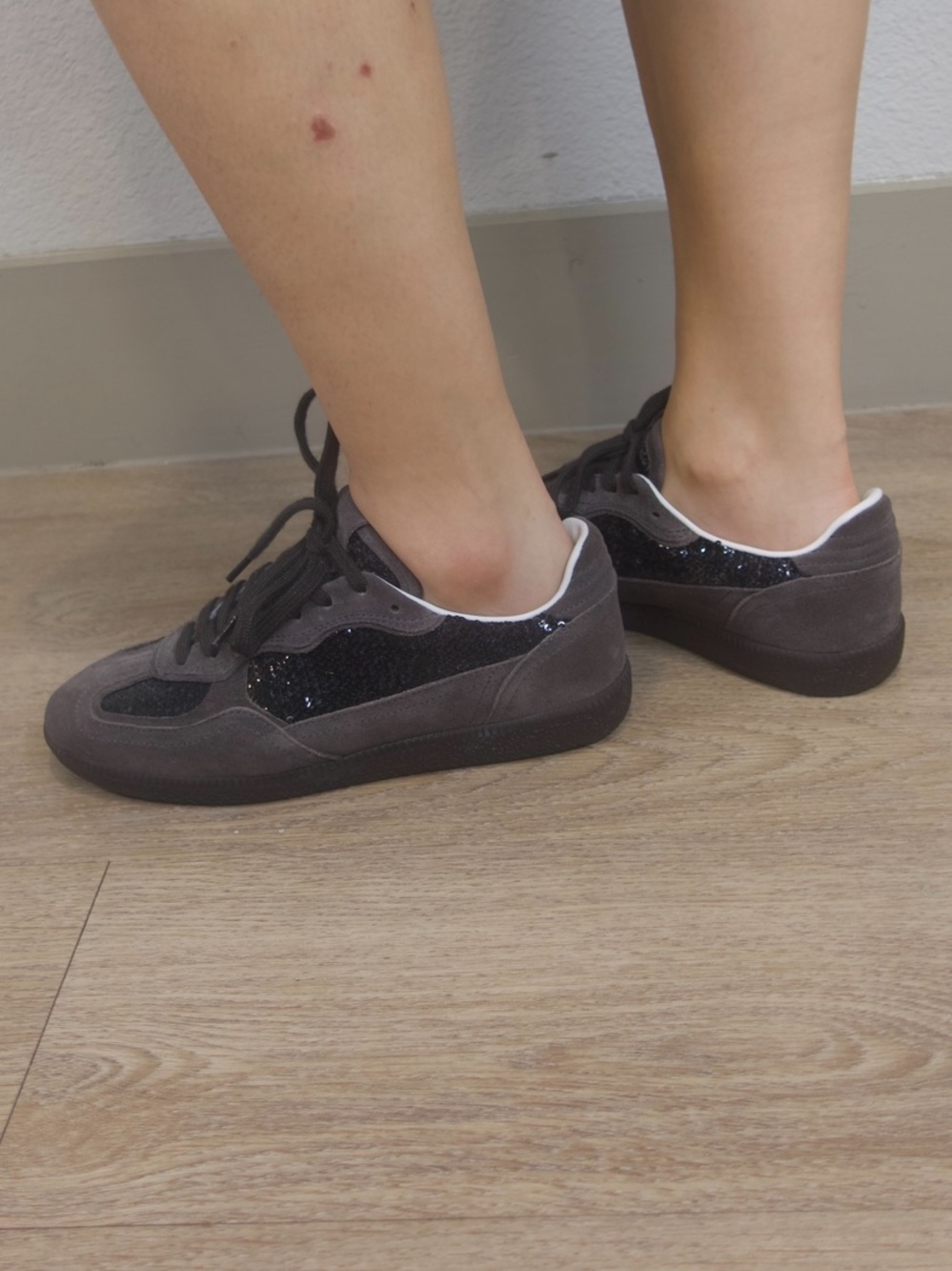 ALOHAS Gray and Black Suede Lace-Up Sneakers - Picture 4 of 8